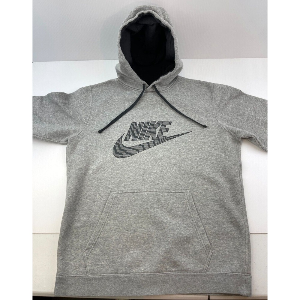 Nike Hoodie Mens Medium Sweatshirt Blue Tag Grey Pullover Tiger Stripe Swoosh